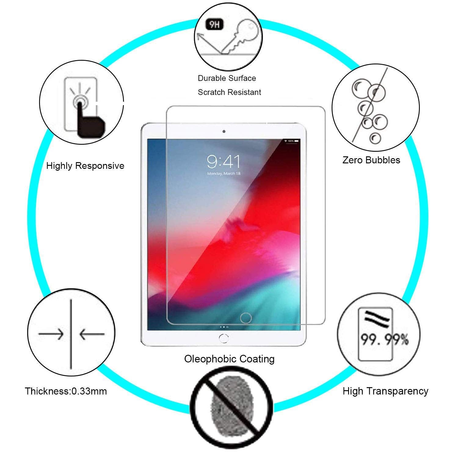 PhoneBits Tempered Glass for iPad Pro 10.5''