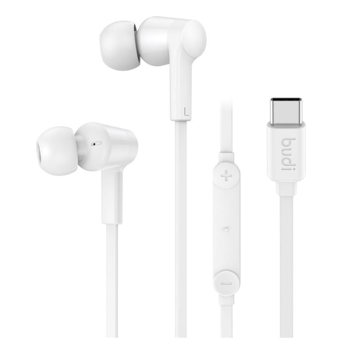 Budi Wired Earphones, In Ear Type C Wired Earphones, Noise Cancelling Handsfree with Mic