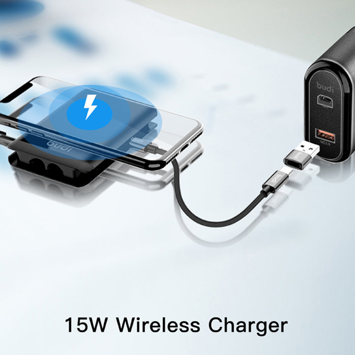15W Wireless Charger, 6 in 1 Multi Functional Cable Box with Wireless Charger