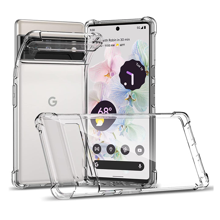 PhoneBits Slim Crystal Clear Case for Google Pixel, Armor Shockproof Google Pixel Case Compatible with Wireless Chargers, Transparent Magnetic Mobile Phone Case, Back Clear Case Cover