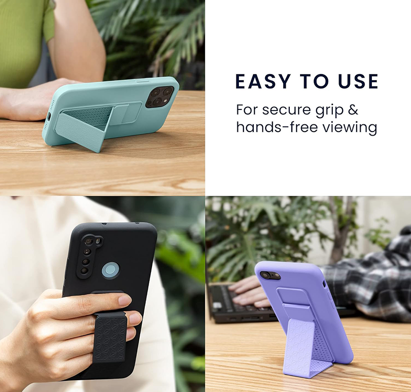 PhoneBits TPU Silicone Samsung S Series Case with Holder & Chromed Camera Edge, Ultra Protective Shockproof Samsung Holder Case with Foldable Grip Strap & Stand, Mobile Samsung Phone Holder Case with Kickstand, Back Samsung Case Cover with Stand