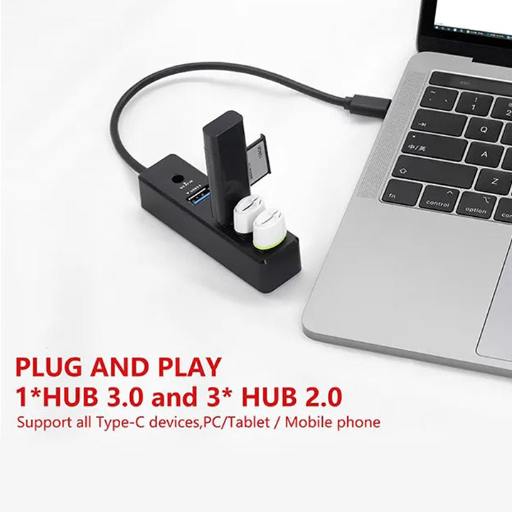 PhoneBits Type C Hub with DC 5V Input, USB C Multifunctional Port, USB C to USB 2.0 Hub