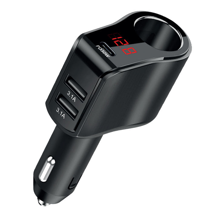 3 Port USB Car Charger, Dual USB A & PD USB C Car Charger