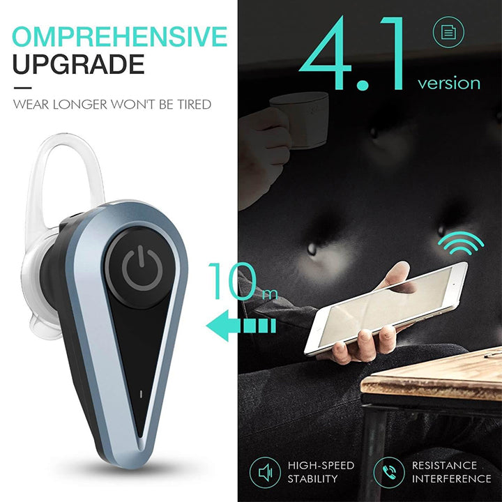 PhoneBits Bluetooth Earpiece, Bluetooth Sports Headphones, Bluetooth Headset, Single Earhook