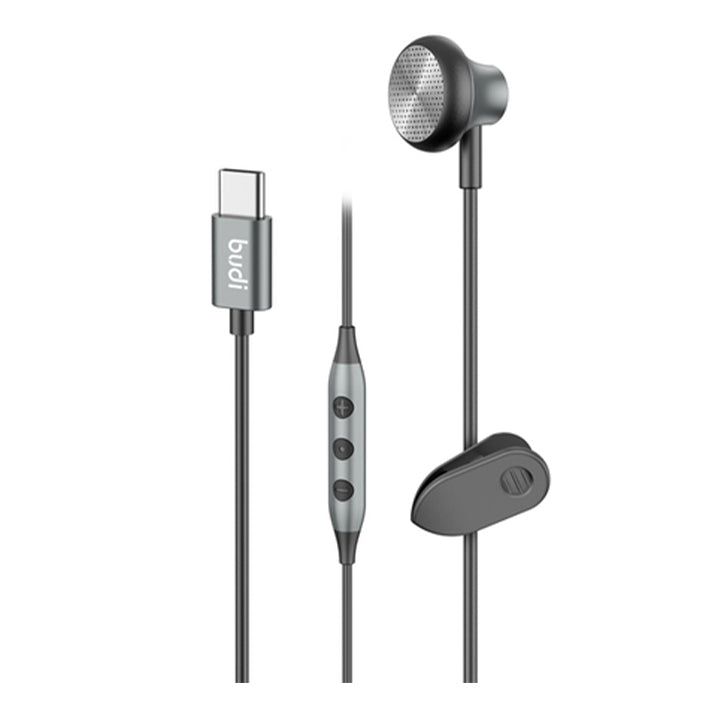 Budi Wired Earphone with Mic, Single Ear Wired Music Earphone with USB C/AUX Cable, In Ear Noise Cancelling Wired Handsfree