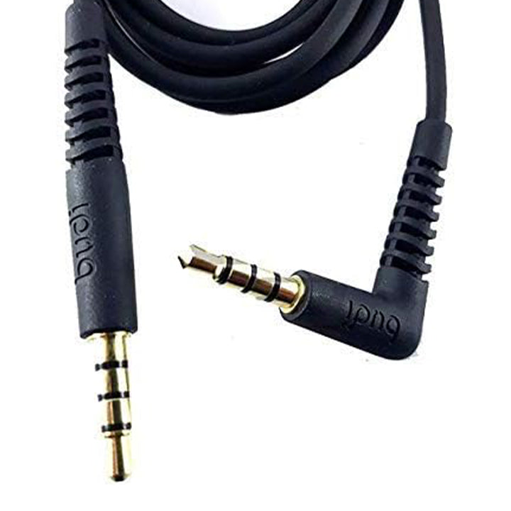 Budi Aux to Aux Braided Cable for Mobile Phone, Fast Charging 3.5mm to 3.5mm 90° Right Angle Aux Cable, Aux to Aux Audio Cable, Male to Male 3.5mm Audio Jack, Aux Cord for Speakers, Smartphone, Headphones & More