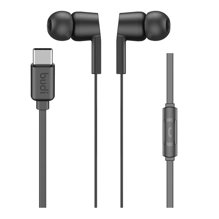 Budi USB C Wired Earphones, True Sound Wired Earphones with Mic, Sports In Ear Wired Handsfree