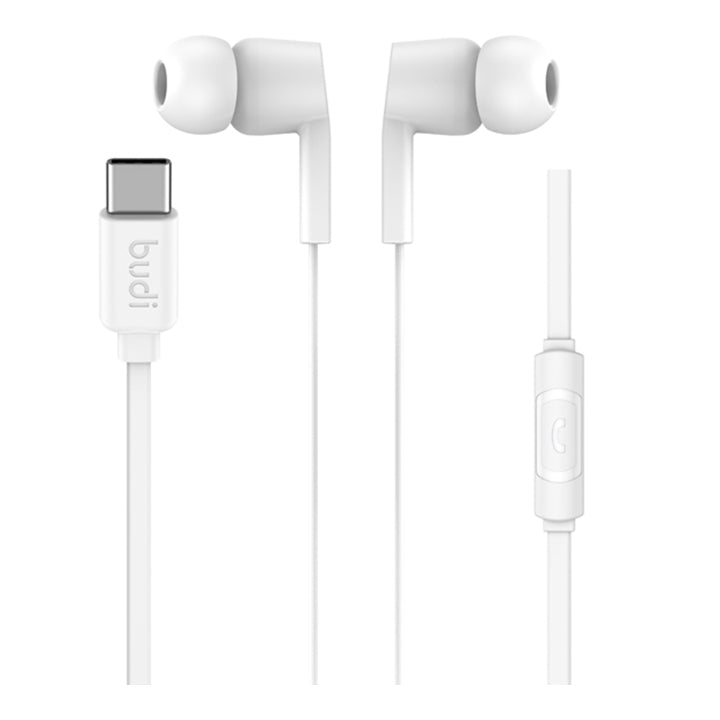 Budi USB C Wired Earphones, True Sound Wired Earphones with Mic, Sports In Ear Wired Handsfree