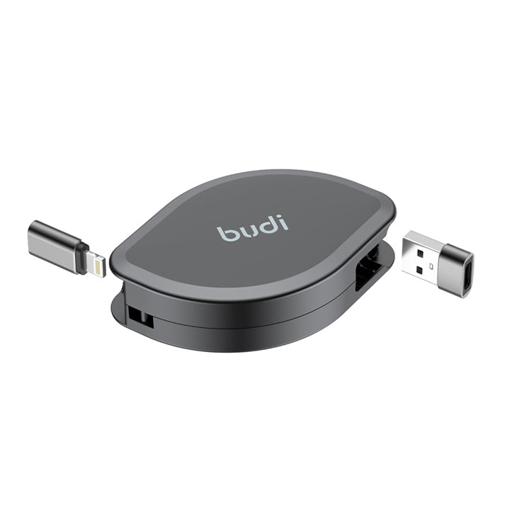 Budi 4 In 1 Charging Retractable Cable, USB C to USB C Retractable Data Cable & Charger Cord with Lightning/ USB A Adapters, PD Fast Charging Type C to Type C Charger Cable, USB C Charger Cable Adapter, Phone Type C to USB C Charging Sync Cable