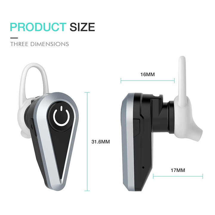 PhoneBits Bluetooth Earpiece, Bluetooth Sports Headphones, Bluetooth Headset, Single Earhook