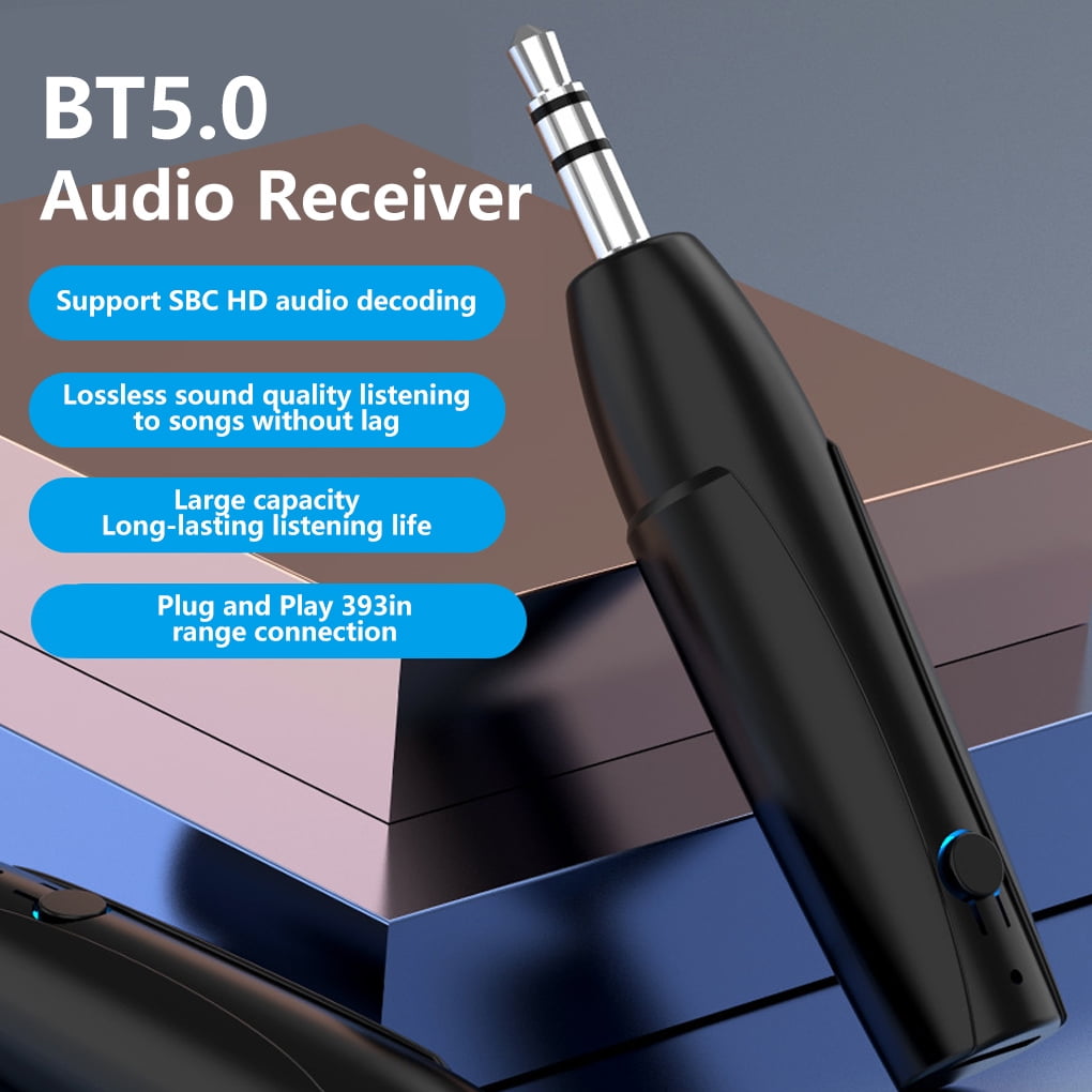 PhoneBits Wireless Bluetooth AUX Car Charger, Mini Portable Noise Canceling 3.5mm Bluetooth Car Adapter/ Receiver with Multi-function Button, Indicator Light, Built-In Mic & Micro USB Charging Port, USB Fast Charging Phone Wireless Car Charger
