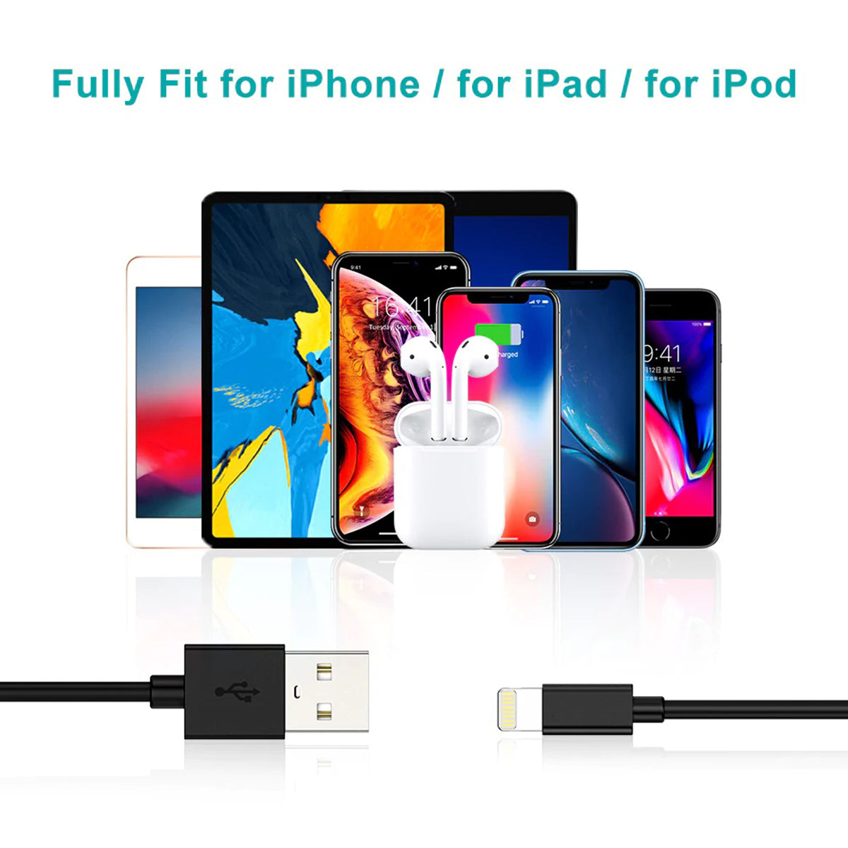 Budi USB to Lightning Charger Cable, Lightning Phone Charging & Data Cable, USB to iPhone Charging Adapter Cable, Fast USB to Lightning Charger Cord & Data Sync Cable for iPhone