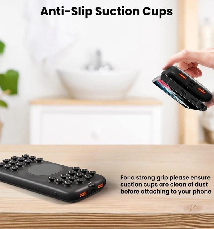 Budi Octopus Portable Power Bank 10000mAh, Portable Charger MagSafe Power Bank, Dual USB/Wireless Power Bank with Folding Holder, PD Fast Charging Magnetic Power Bank for iPhone/Smartphone