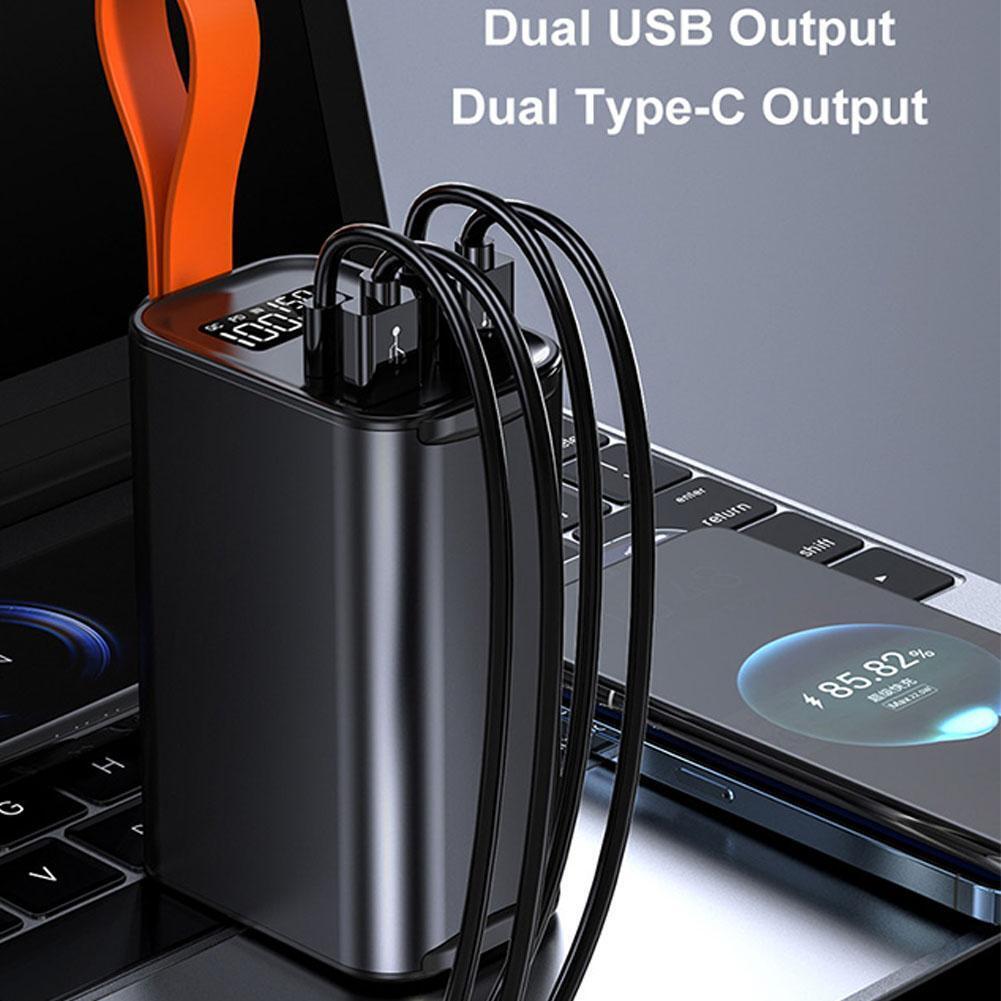 PhoneBits Portable Power Bank 30000mAh with Dual Type-C & USB-A Ports, Portable Charger Power Bank with Digital LED Screen & Torch, PD Fast Charging Power Bank with Holding Strap for iPhone/Smartphone