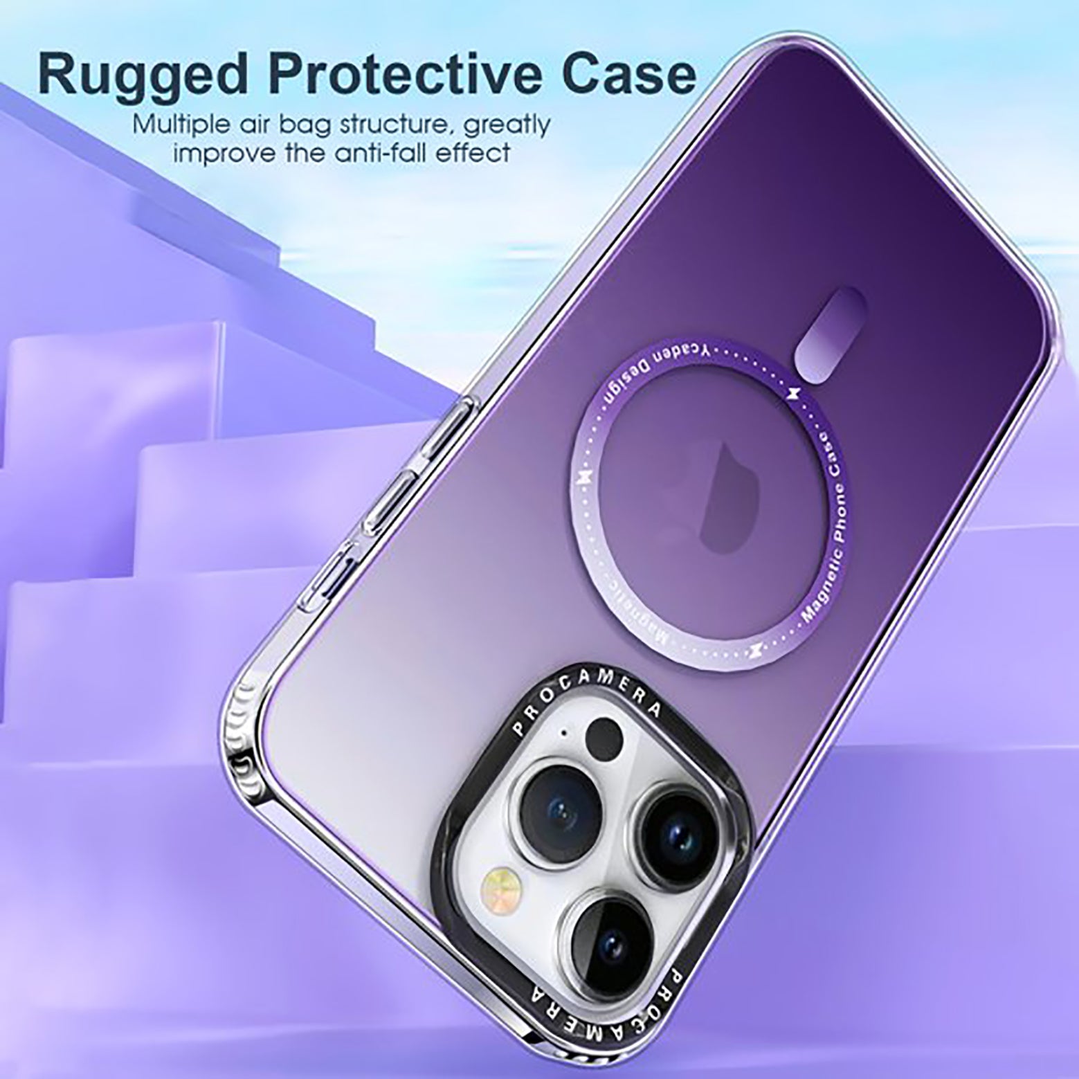 PhoneBits Ultra-Protective Twin-Color Gradient MagSafe Case for iPhone with Chromed Camera Edge, Shockproof iPhone Case Compatible with MagSafe Chargers, Magnetic Wireless Charging Mobile Phone Back Case Cover