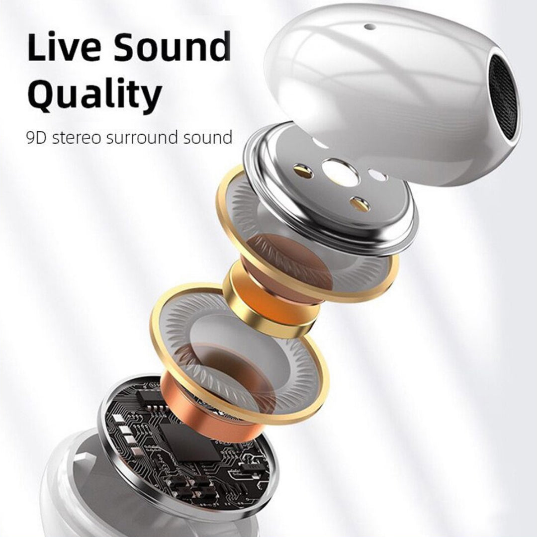 Budi Wireless Earbuds, Bluetooth 5.3 Headphones In Ear with Noise Cancelling Mic, Ear Buds Deep Bass, Earphones Light Weight, Bluetooth Earbuds IP7 Waterproof, Portable Design. Premium Wireless earpieces