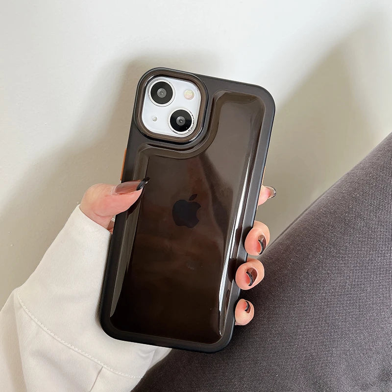 PhoneBits Soft Silicone Airbag iPhone Case with Chromed Camera Edge, Shockproof Phone Case Compatible with iPhone, Mobile Phone Back Case Cover