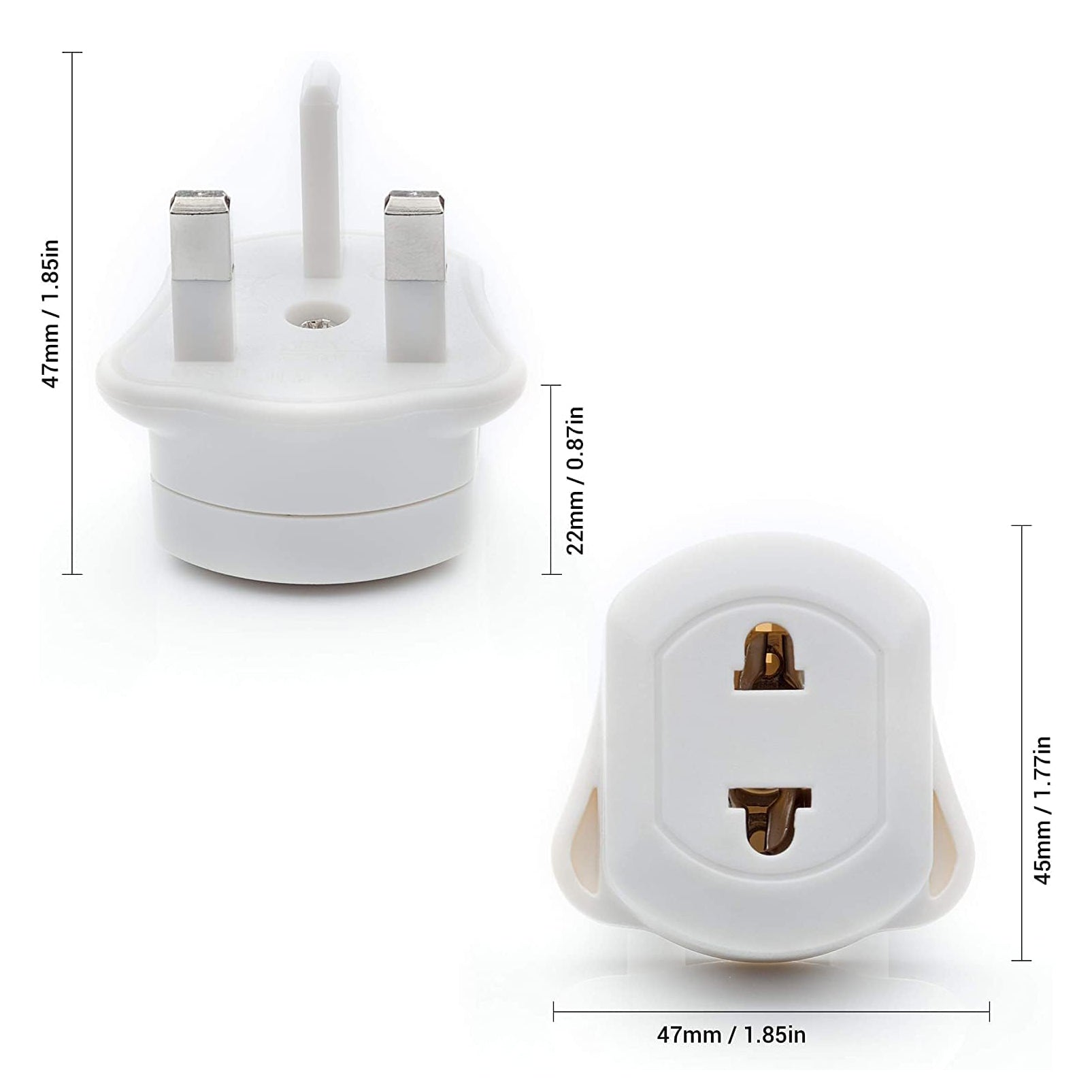 PhoneBits 2 Pin to UK 3 Pin Travel Adapter, Travel Plug Converter
