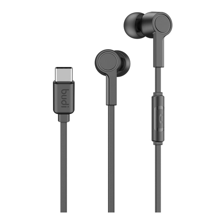 Budi USB C Wired Earphones, True Sound Wired Earphones with Mic, Sports In Ear Wired Handsfree