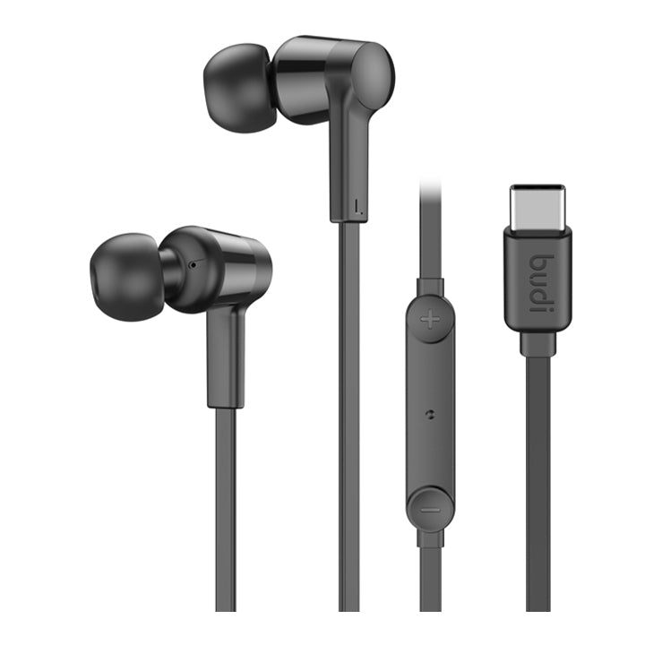Budi Wired Earphones, In Ear Type C Wired Earphones, Noise Cancelling Handsfree with Mic