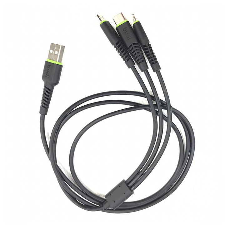 Budi 3 In 1 Charging Cable, USB to USB C/ Lightning/ Micro USB Cable, Fast USB A to USB C/ Lightning/ Micro USB Phone Charging & Data Cable, USB Fast Charger Cord & Sync Cable, Type C/ Lightning/ Micro USB Charging Adapter Cable