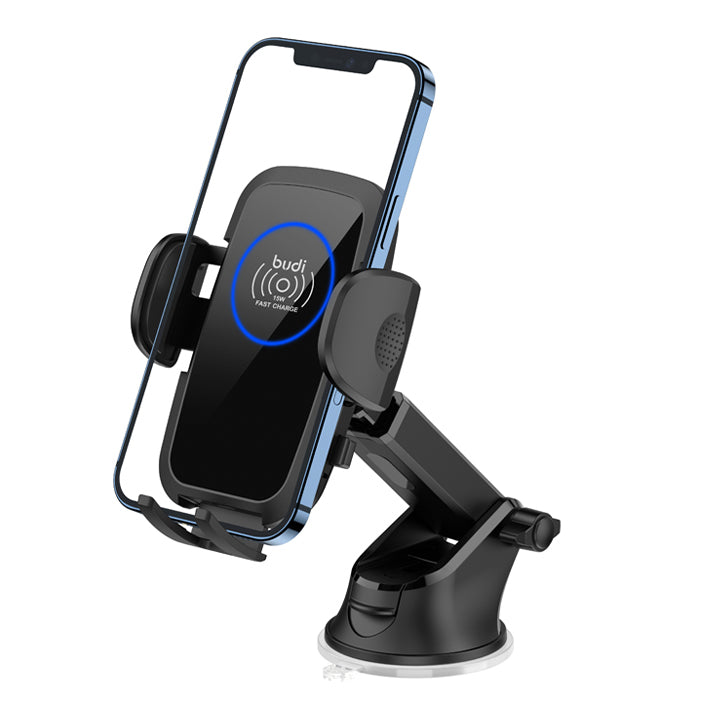 Budi New Magnetic In-Car Wireless Charger and Phone Holder with Dashboard Mount