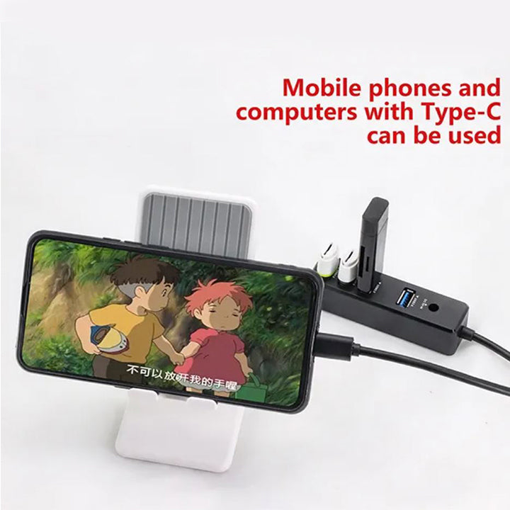 PhoneBits Type C Hub with DC 5V Input, USB C Multifunctional Port, USB C to USB 2.0 Hub