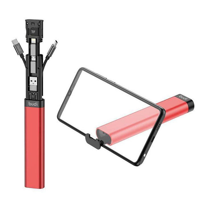 Budi 9 in 1 Essential Travel Charging & Data Sync Cable Stick, Travelling Stick with Phone Holder