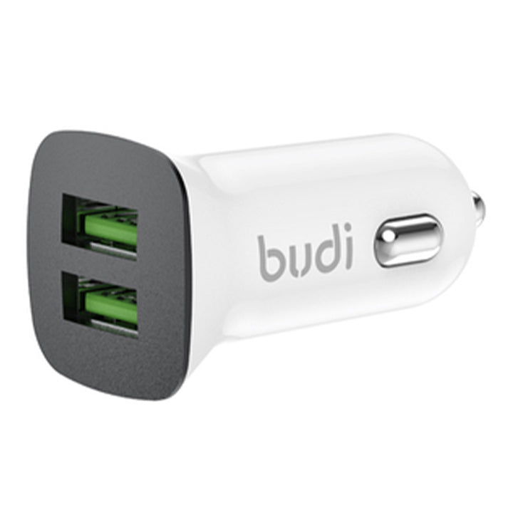 Budi USB Car Charger, Dual USB-A Ports In Car Charger Socket, Fast Charging Car Phone Charger with Micro USB/Lightning/USB-C Cables & LED Indicator, Power Cable Car Charger Adapter for Cigarette Lighter Socket