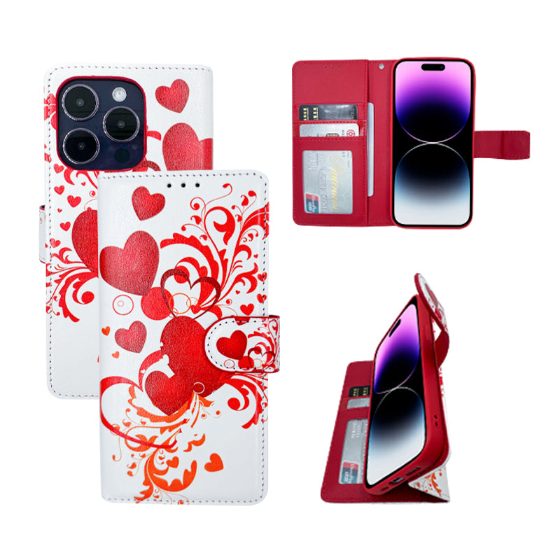 PhoneBits Printed Leather Wallet Flip Case with Card Holder for iPhone, Protective Shockproof iPhone Case with Stand, iPhone Wallet Case, Mobile Phone Card Holder Case, Back Case Cover Compatible with iPhone 16 Series