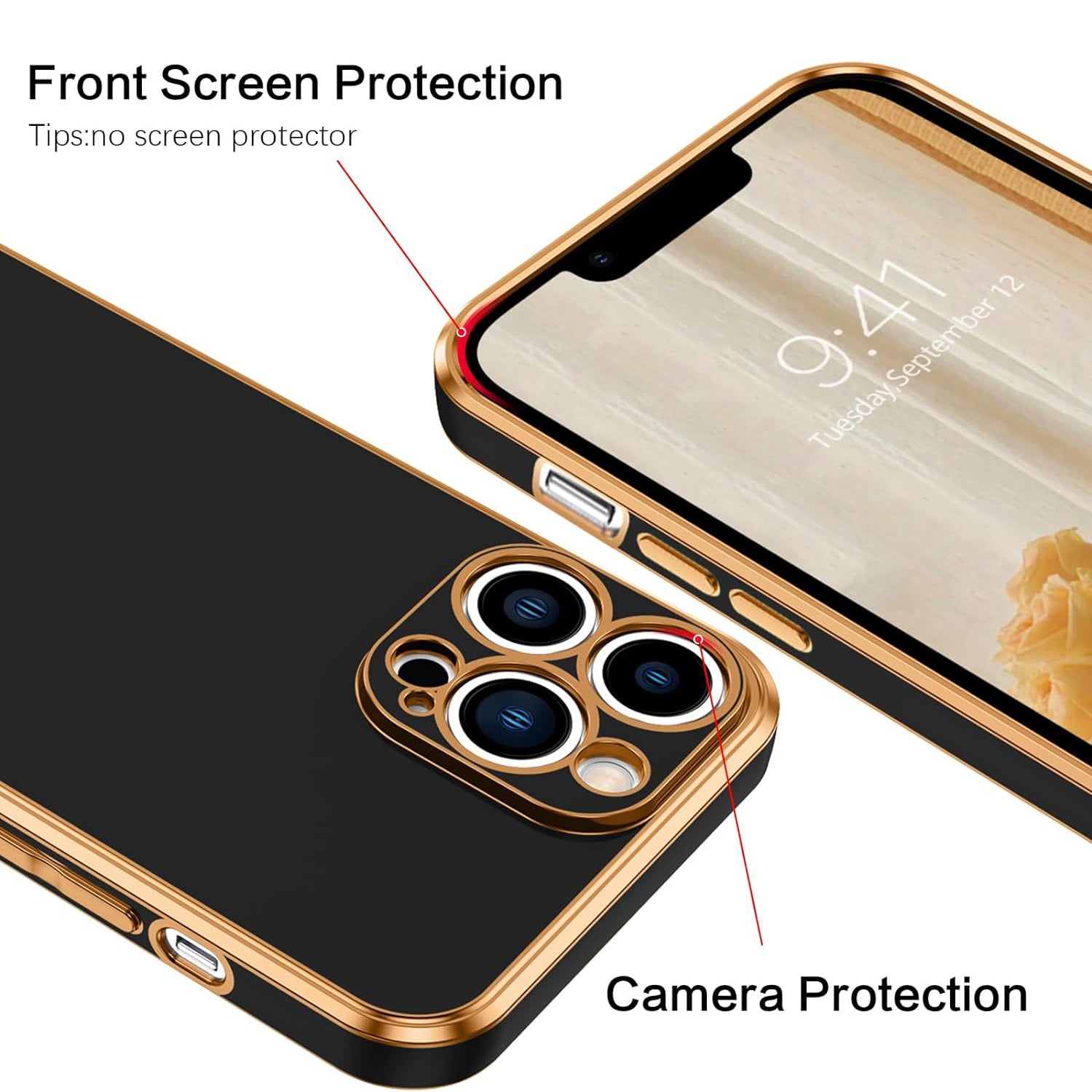 PhoneBits Luxury Soft Silicone Magnetic iPhone Case with Holder & Camera Lens Protection, Protective Shockproof iPhone Case with Wristband Stand Compatible with Wireless Charging, Magnetic Mobile Phone Holder Case, Back Phone Case Cover