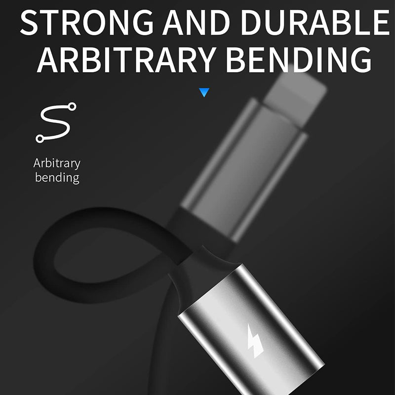 PhoneBits 2 In 1 Lightning Splitter with Audio & Phone Charge Adapter, Fast iPhone Charging Braided Cable with Dual Female Lightning Music & Charge Adapter, 8 Pin Connector/ Cable for iPhone with Lightning Headphone & Charging Ports