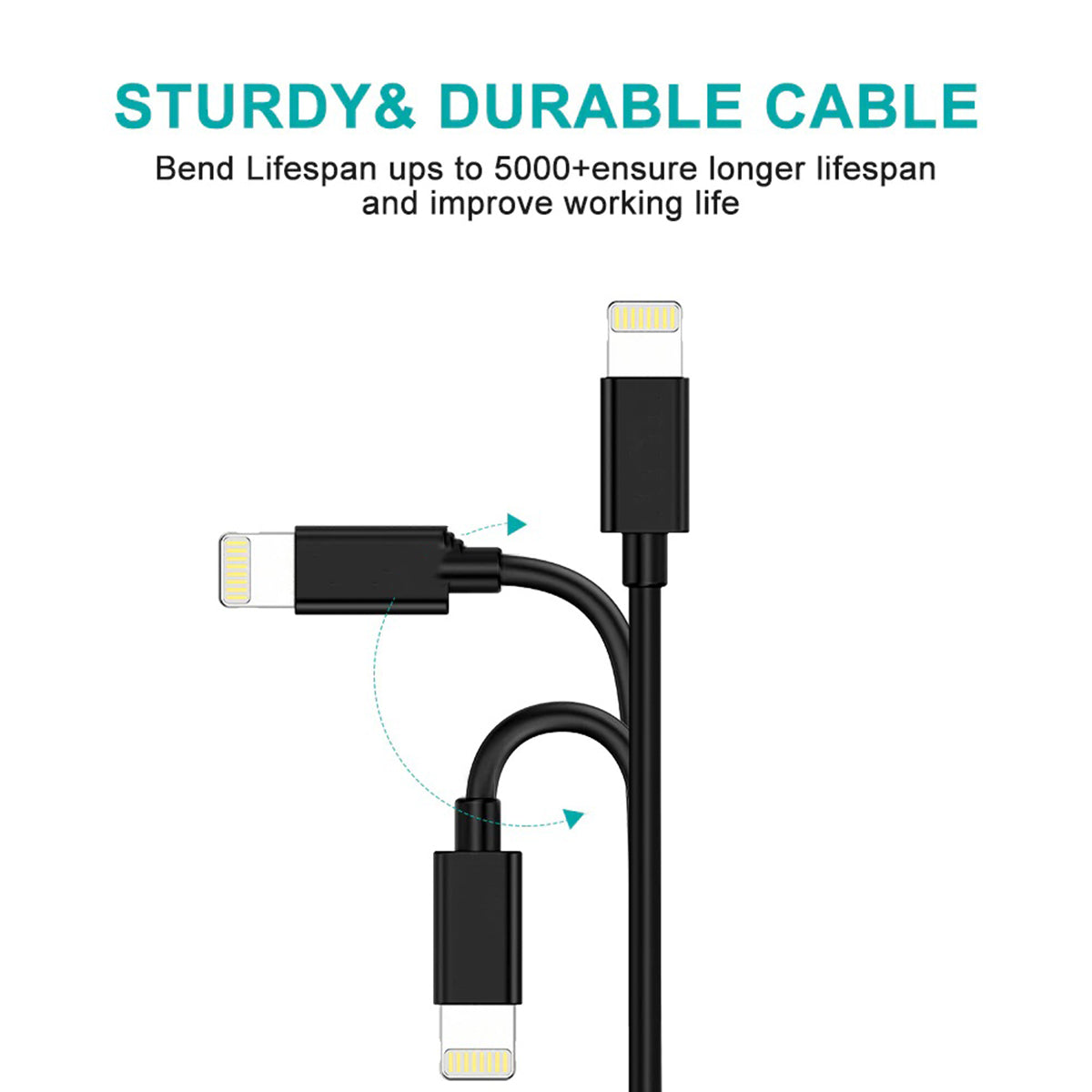 Budi USB to Lightning Charger Cable, Lightning Phone Charging & Data Cable, USB to iPhone Charging Adapter Cable, Fast USB to Lightning Charger Cord & Data Sync Cable for iPhone