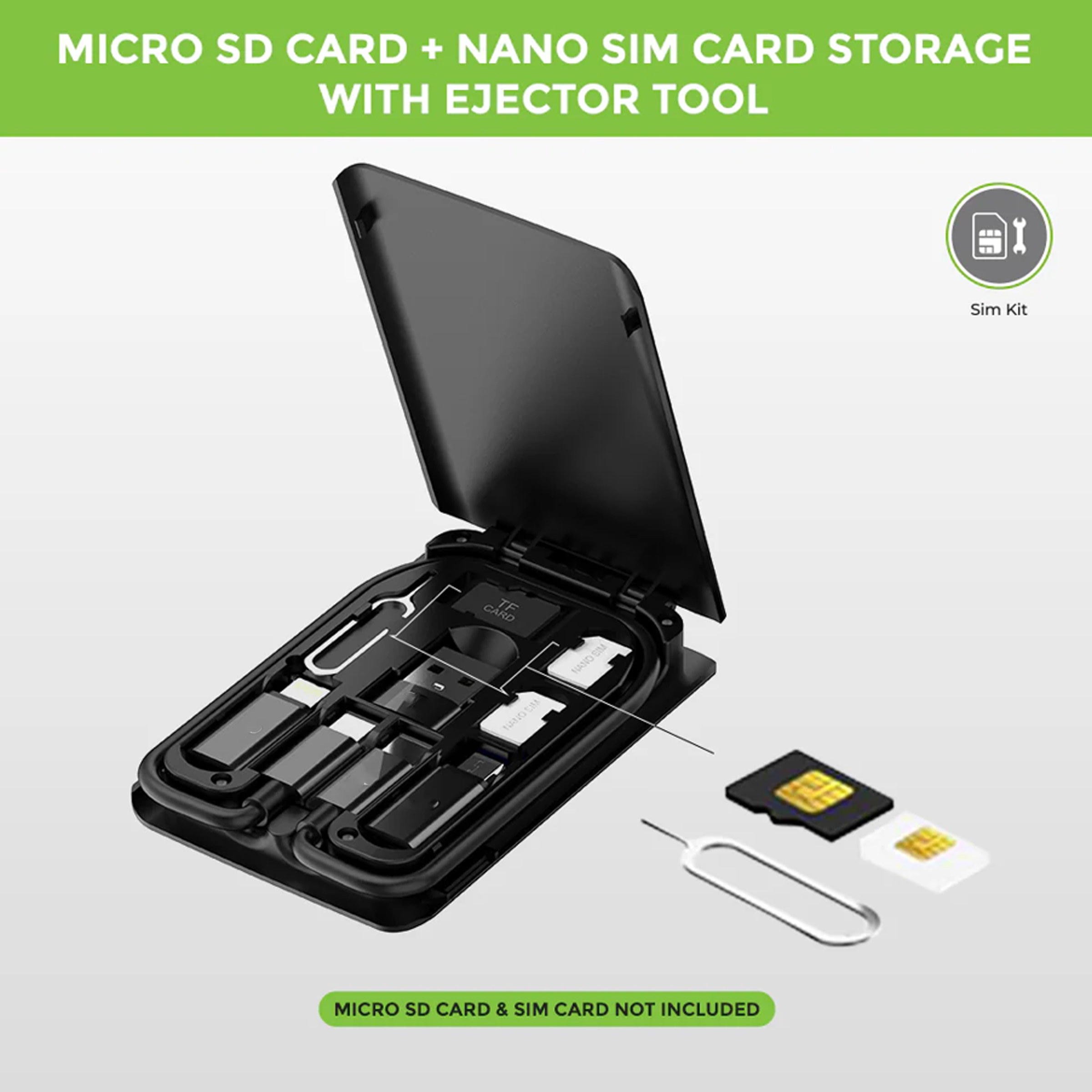 Budi Multifunctional Data Cable Storage Box, USB Adapter Kit, Travel Charging & Data Sync Cable Kit
