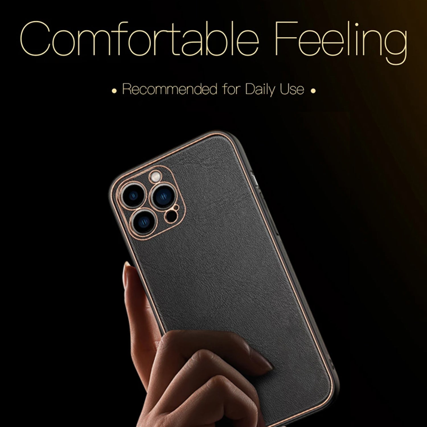 PhoneBits Luxury Slim PU Leather Magnetic Case for iPhone with Camera Lens Protection & Gold Electroplated Edges, Protective Shockproof iPhone Case Compatible with iPhone, Magnetic Wireless Charging Mobile Phone Leather Case, Back iPhone Case Cover