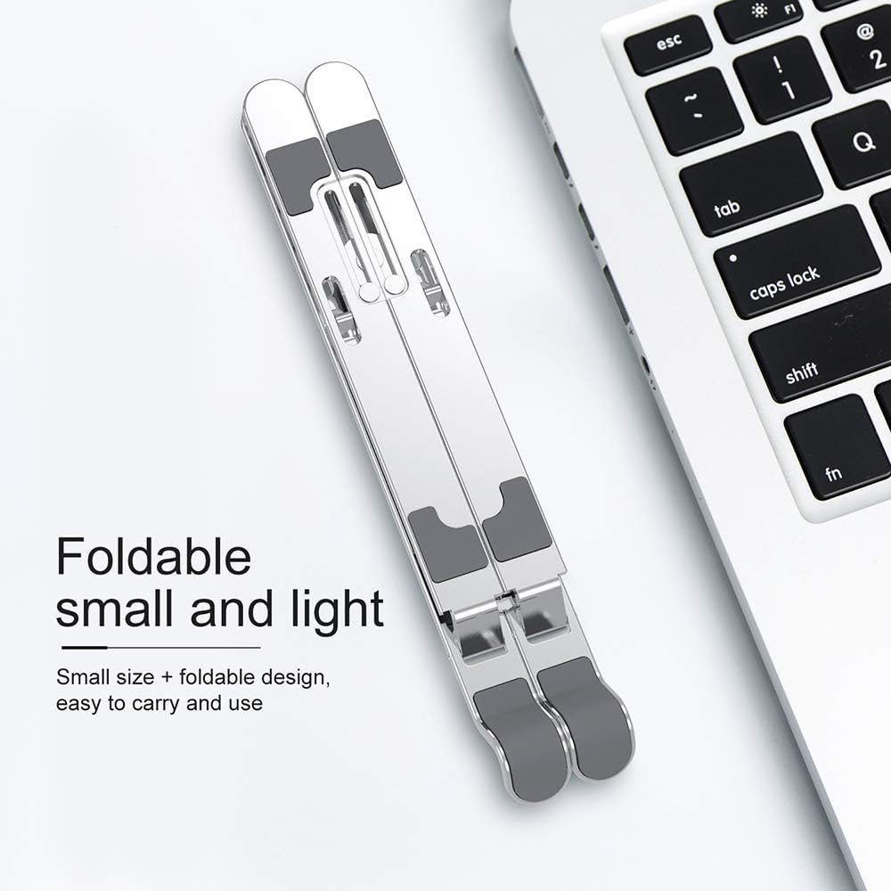PhoneBits Laptop Stand, 6 Levels of Height Adjustable Portable Laptop Holder for Desk, Aluminum Foldable Laptop Holder, Compatible with All Laptops and Tablets