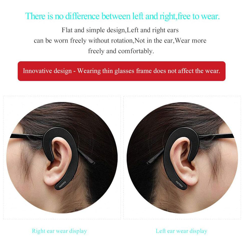Remax On Ear Wireless Bluetooth Headphone Headset, Single Earhook Noise Cancelling Earbud, Open Ear Bluetooth Earpiece with Mic, Wireless Waterproof Sports Single Ear bud, Gaming Headset, Gym Wireless Earphone