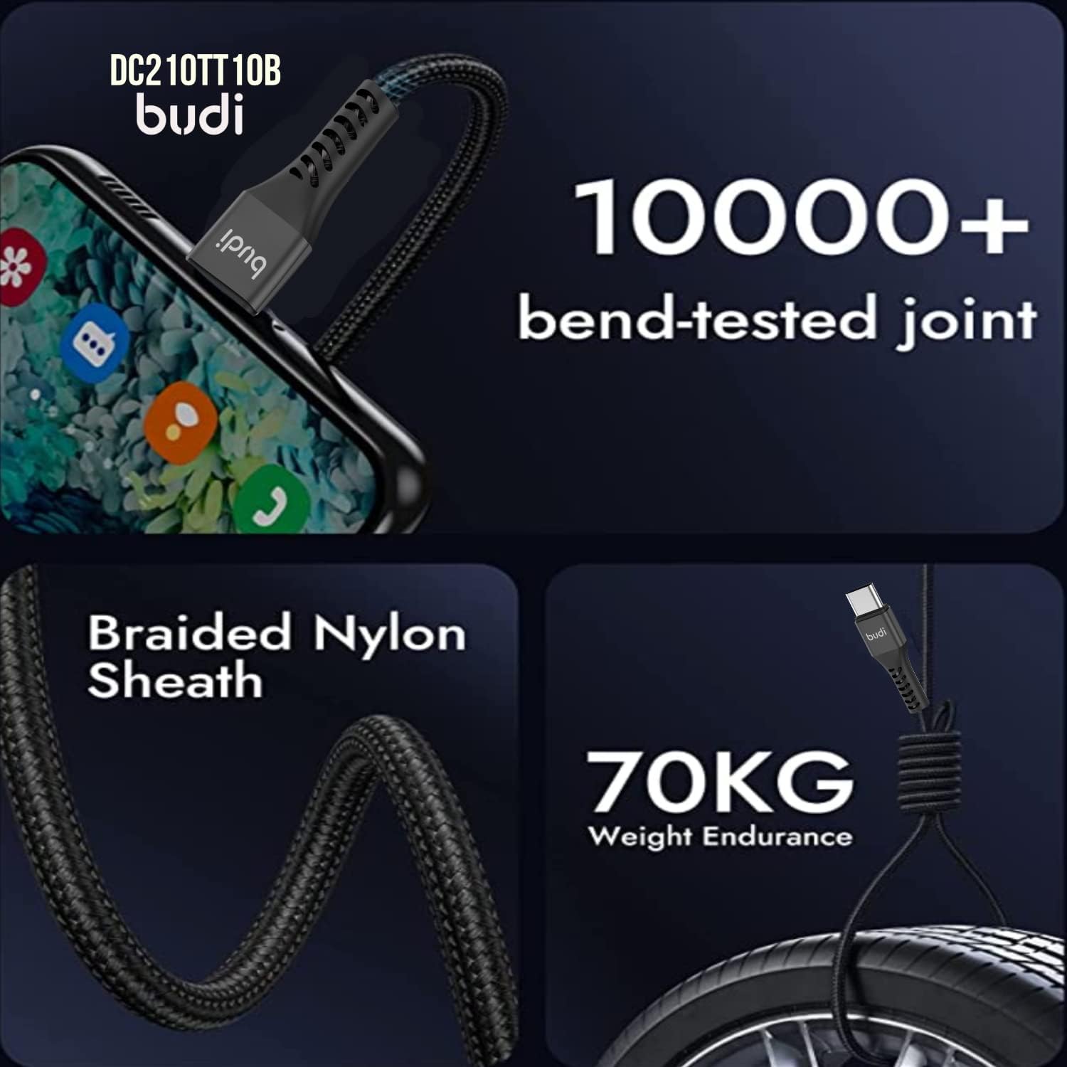 PhoneBits USB C to USB C Data Cable & Charger Cord, Fast Charging Braided Type C to Type C Charger Cable, PD USB C Charger Cable Adapter, Phone Type C to USB C Charging Sync Cable