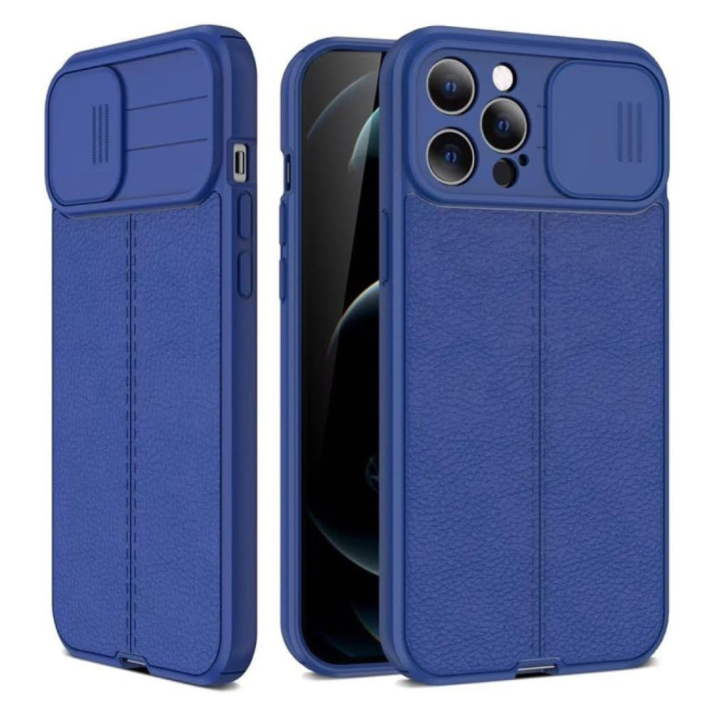 PhoneBits Ultra-Protective Leather Matte Look MagSafe Case with Camera Slide Cover for iPhone, Shockproof iPhone Case Compatible with MagSafe Chargers, Magnetic Wireless Charging Mobile Phone Case, Back Case Cover