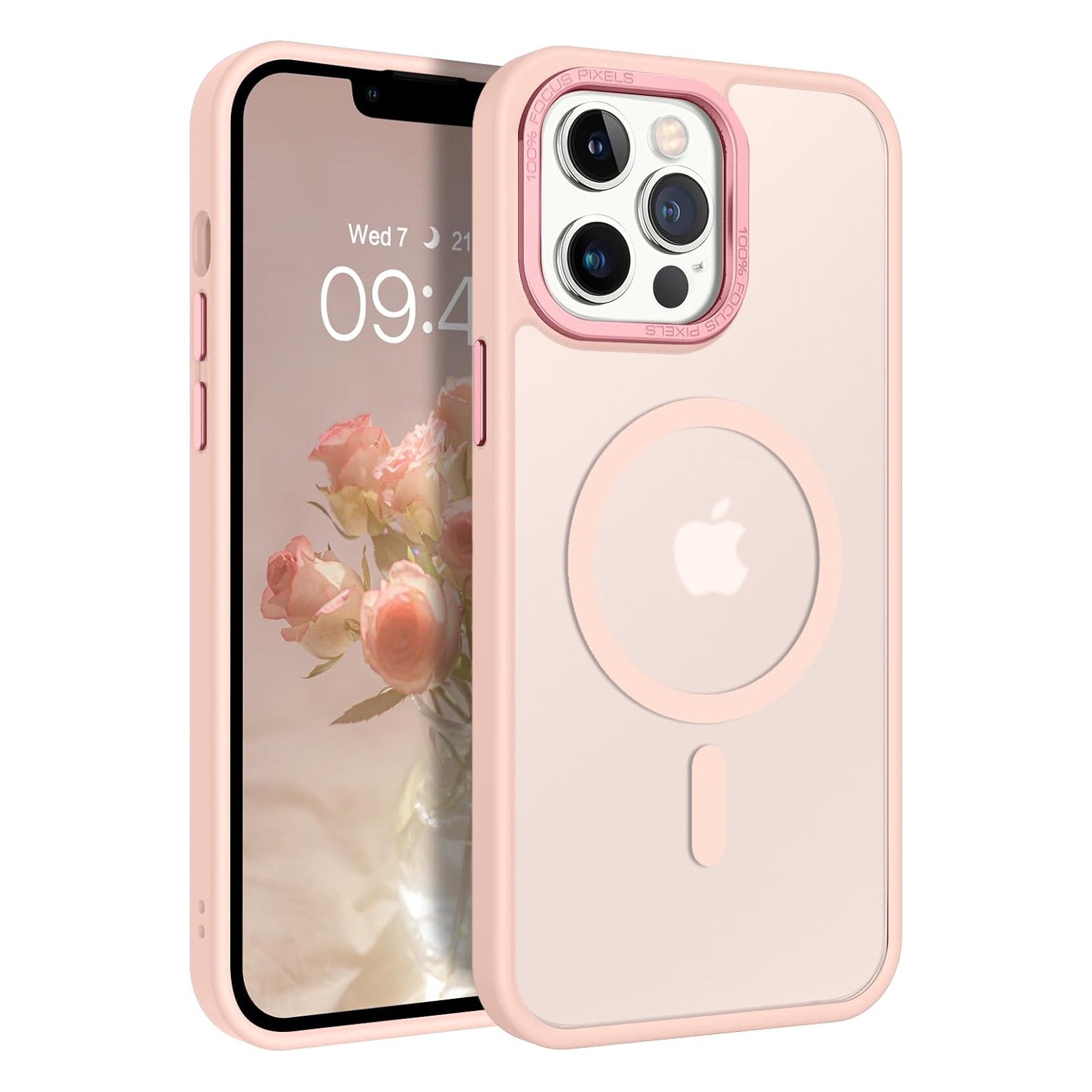 PhoneBits Protective Translucent MagSafe Case for iPhone with Chromed Camera Edge, Shockproof iPhone Case, Mobile Phone Case Compatible with MagSafe Chargers, Magnetic Wireless Charging Back Phone Case Cover