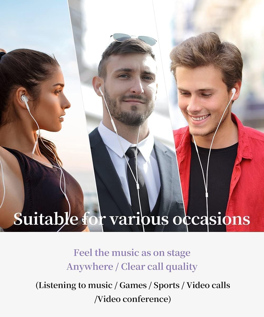 PhoneBits Latest Wired Earphones, In Ear Noise Cancelling Earphones with Mic, Wired Earphones for iPhone