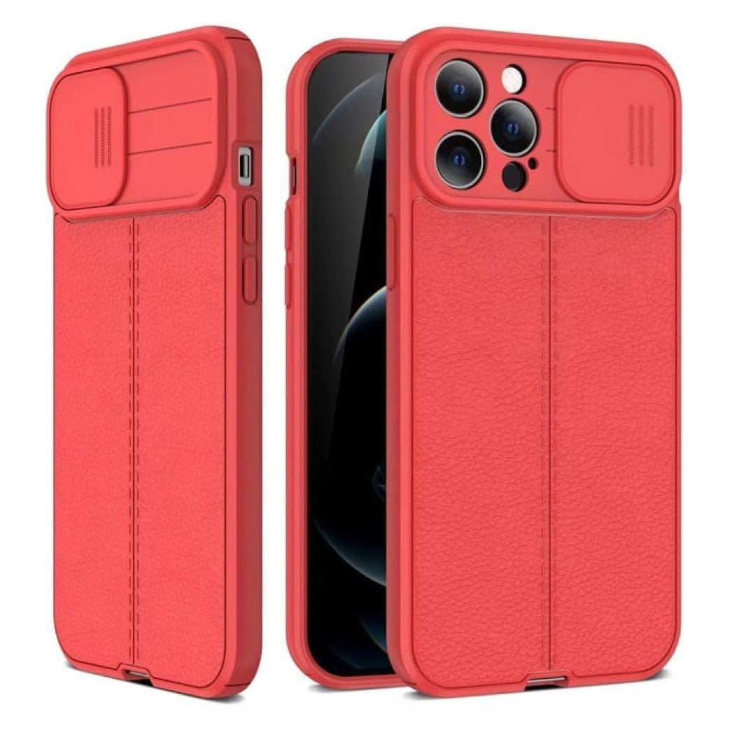 PhoneBits Ultra-Protective Leather Matte Look MagSafe Case with Camera Slide Cover for iPhone, Shockproof iPhone Case Compatible with MagSafe Chargers, Magnetic Wireless Charging Mobile Phone Case, Back Case Cover