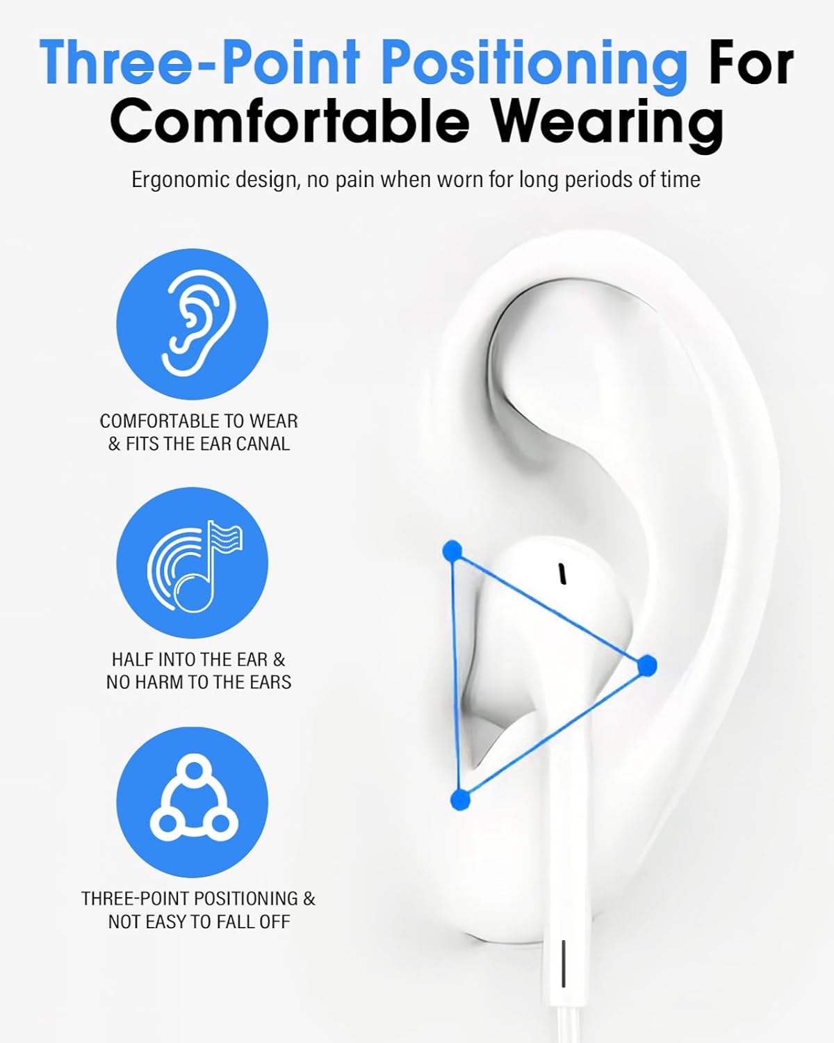 PhoneBits Latest Wired Earphones, In Ear Noise Cancelling Earphones with Mic, Wired Earphones for iPhone