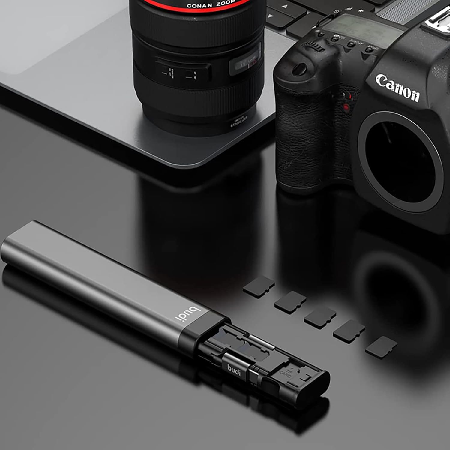 Budi 9 in 1 Essential Travel Charging & Data Sync Cable Stick, Travelling Stick with Phone Holder