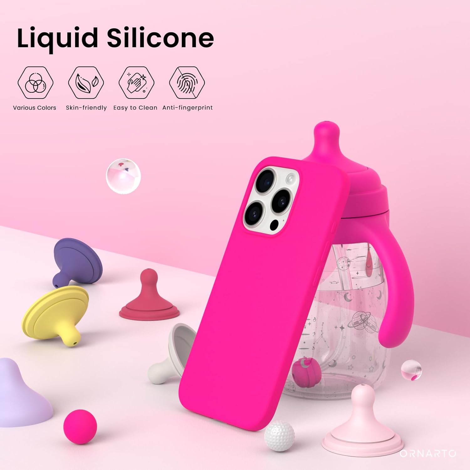 PhoneBits Ultra-Slim Liquid Silicone iPhone Case, Protective Shockproof iPhone Case Compatible with Wireless Charging, Magnetic Mobile Phone Back Case Cover