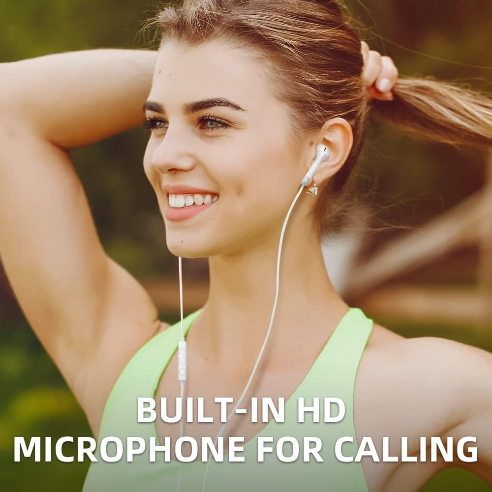 PhoneBits Premium In Ear Wired Earphones with Mic, Noise Cancelling Music Earphones, Wired Earphones with Lightning Cable