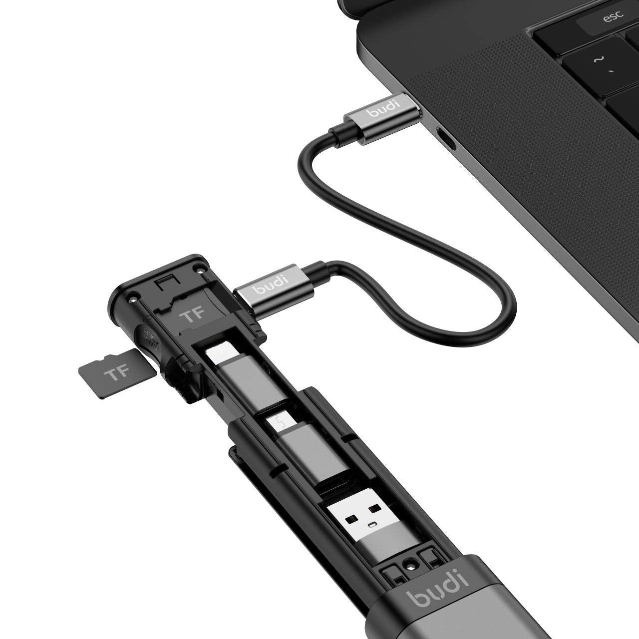 Budi 8 in 1 Travel Data Cable Set, 8 in 1 Essential Travel Charging & Data Sync Cable Stick, Multi functional Cable Stick Kit
