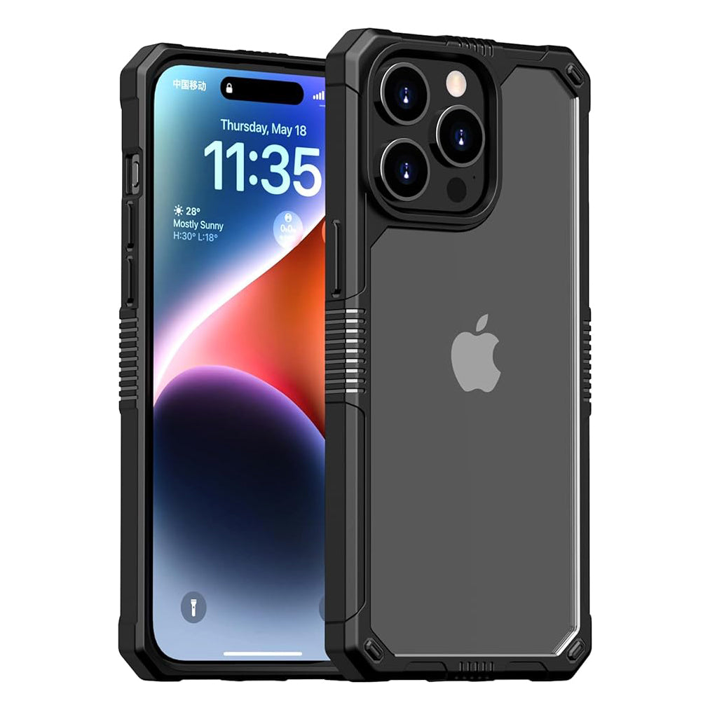 PhoneBits Ultra-Protective Transparent Magnetic Case with Chromed Camera Edge for iPhone, Clear Shockproof iPhone Case Compatible with Wireless Chargers, Magnetic Mobile Phone Case, Back Case Cover