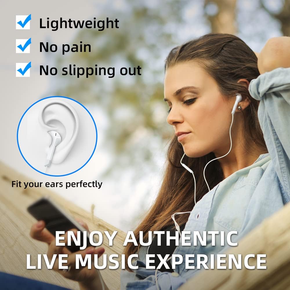 PhoneBits Latest Wired Earphones, In Ear Noise Cancelling Earphones with Mic, Wired Earphones for iPhone