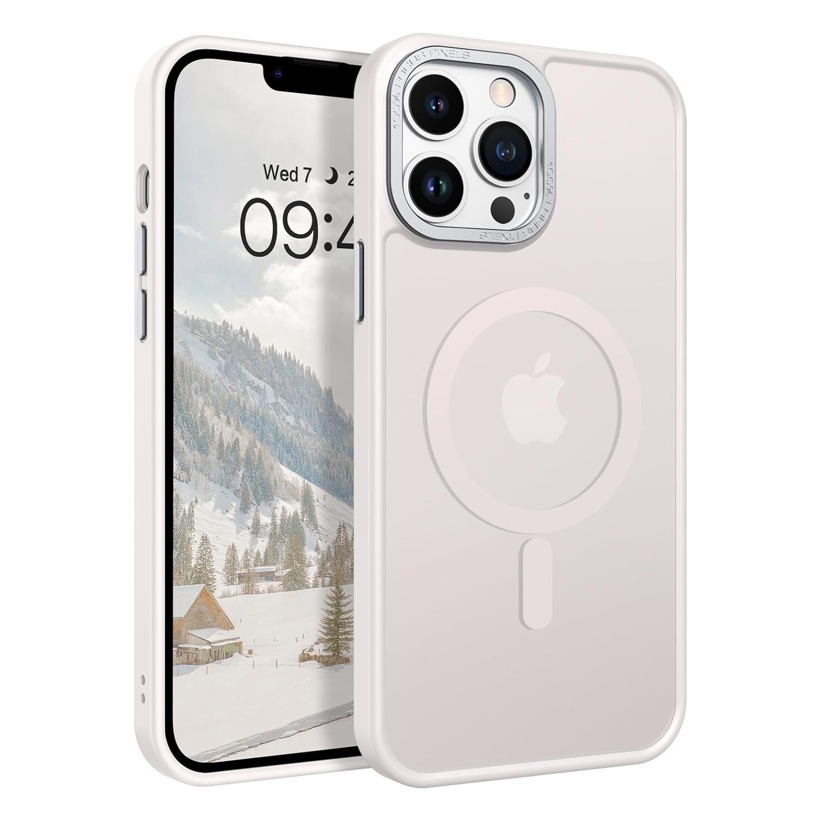 PhoneBits Protective Translucent MagSafe Case for iPhone with Chromed Camera Edge, Shockproof iPhone Case, Mobile Phone Case Compatible with MagSafe Chargers, Magnetic Wireless Charging Back Phone Case Cover